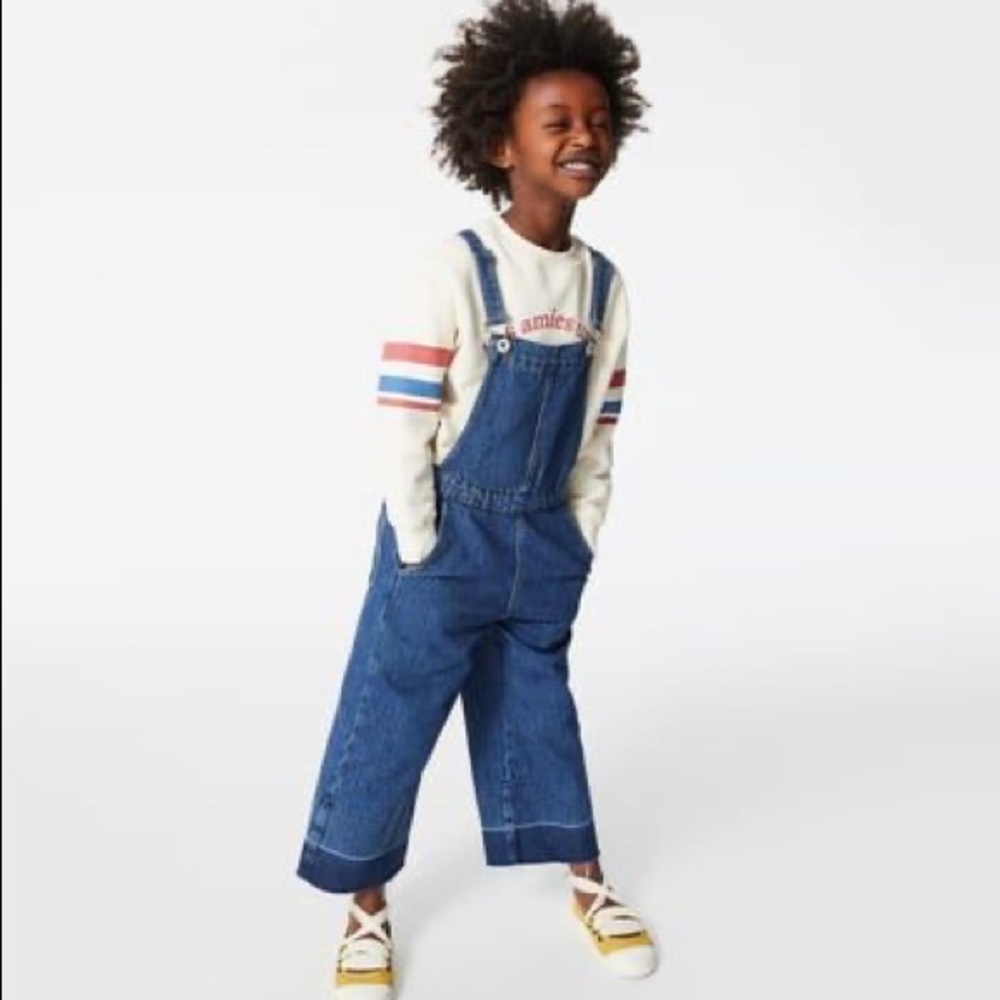 Zara Kids Denim Overalls Wide Leg